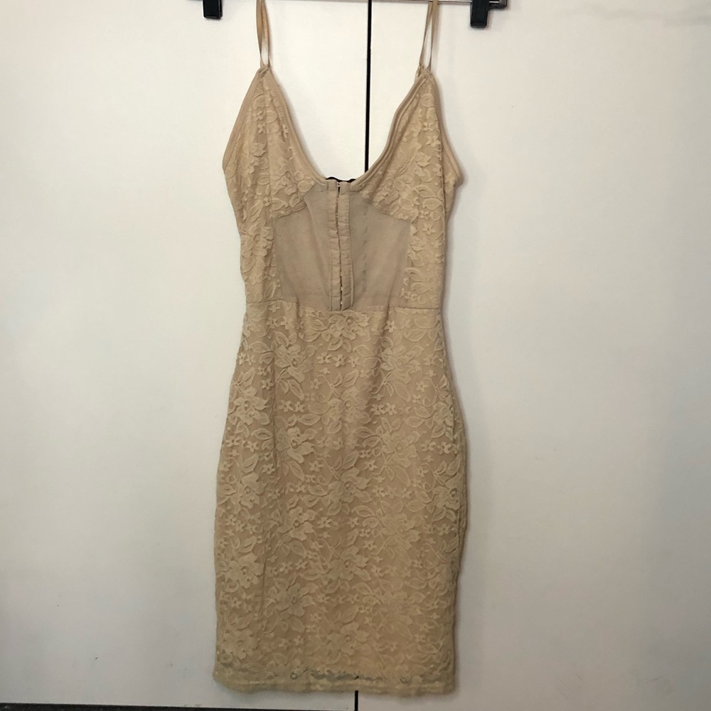 Pretty Little Thing nude lace dress
